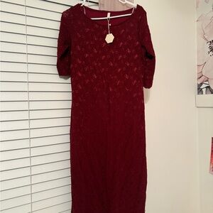 Pinkblush Burgundy Lace Midi Dress